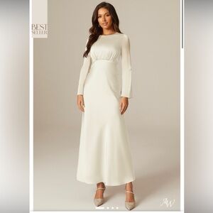 Stunning ivory long sleeve satin dress
